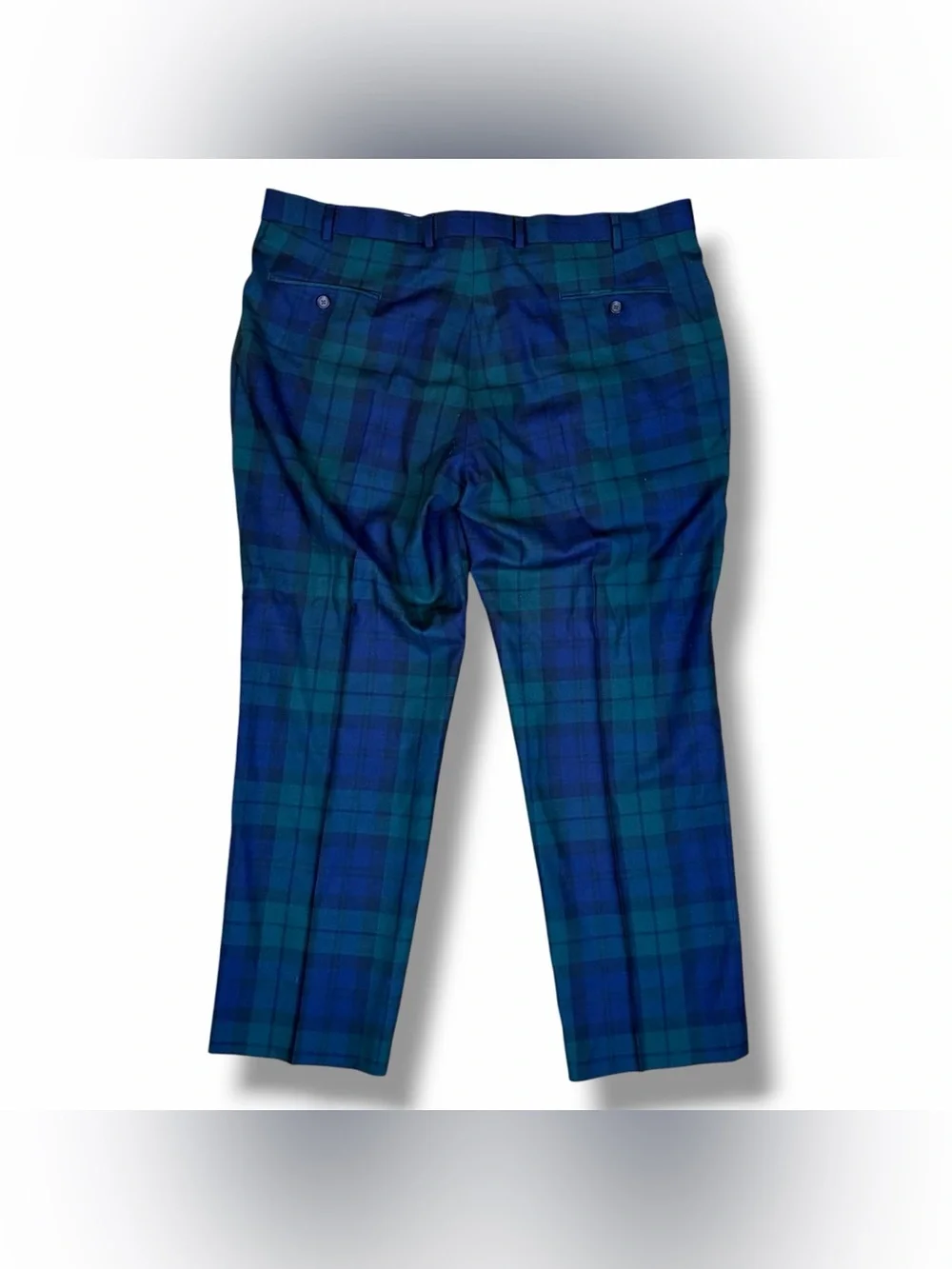 Ralph Lauren Green Blue Black Watch Tartan Plaid Wool Slim Pants Trousers 40x30